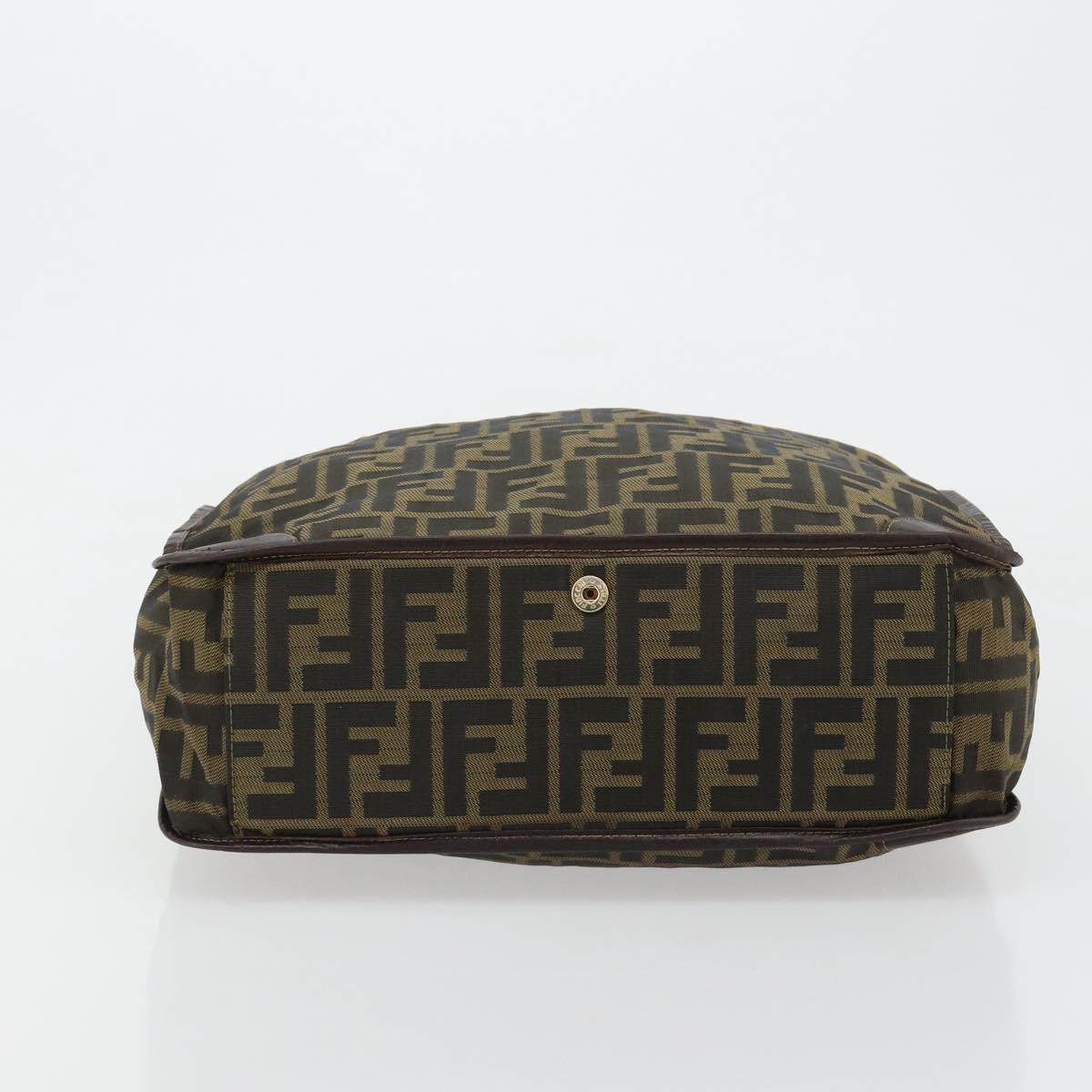 FENDI Zucca Canvas Hand Bag Black Brown Auth 182179A
