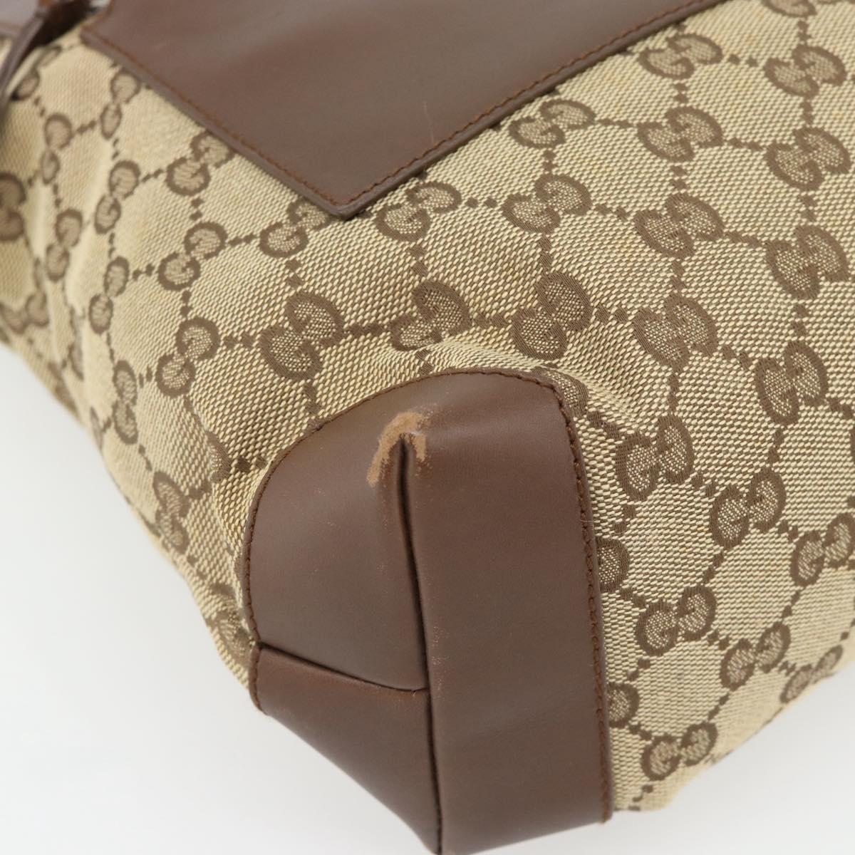 GUCCI GG Canvas Tote Bag Beige Silver 019 0402 Auth 182184