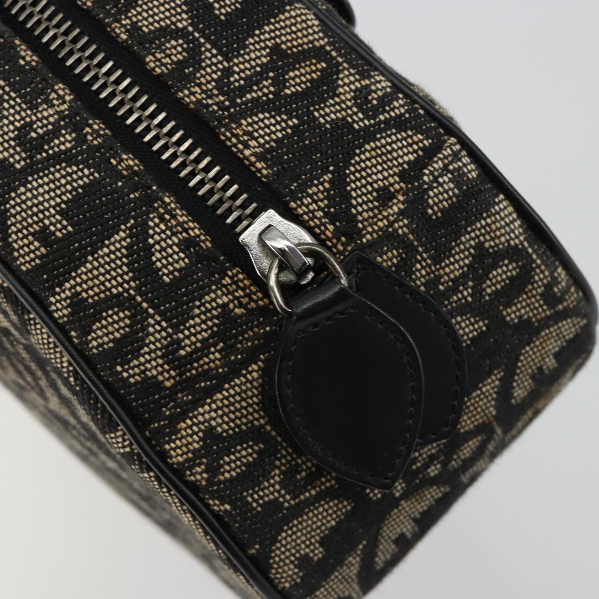 Christian Dior Trotter Canvas Double Saddle Hand Bag Black Silver Auth 182186