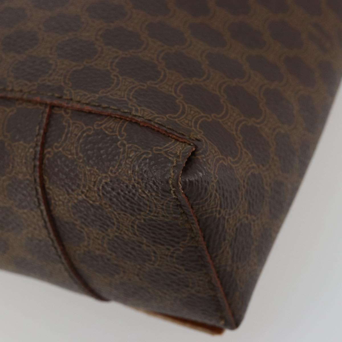 CELINE Macadam Canvas Hand Bag PVC Leather Brown Gold Auth 182189