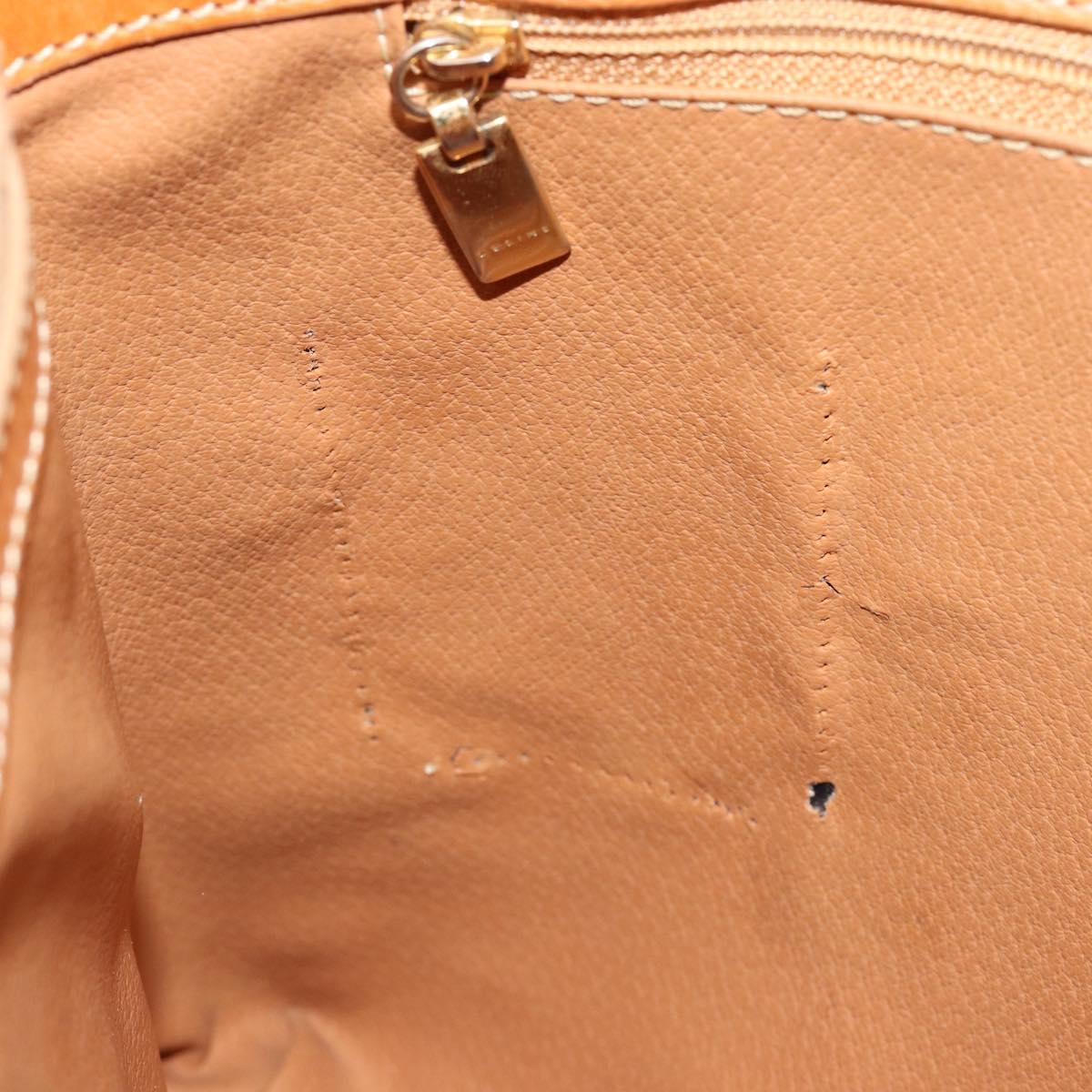 CELINE Macadam Canvas Hand Bag PVC Leather Brown Gold Auth 182189