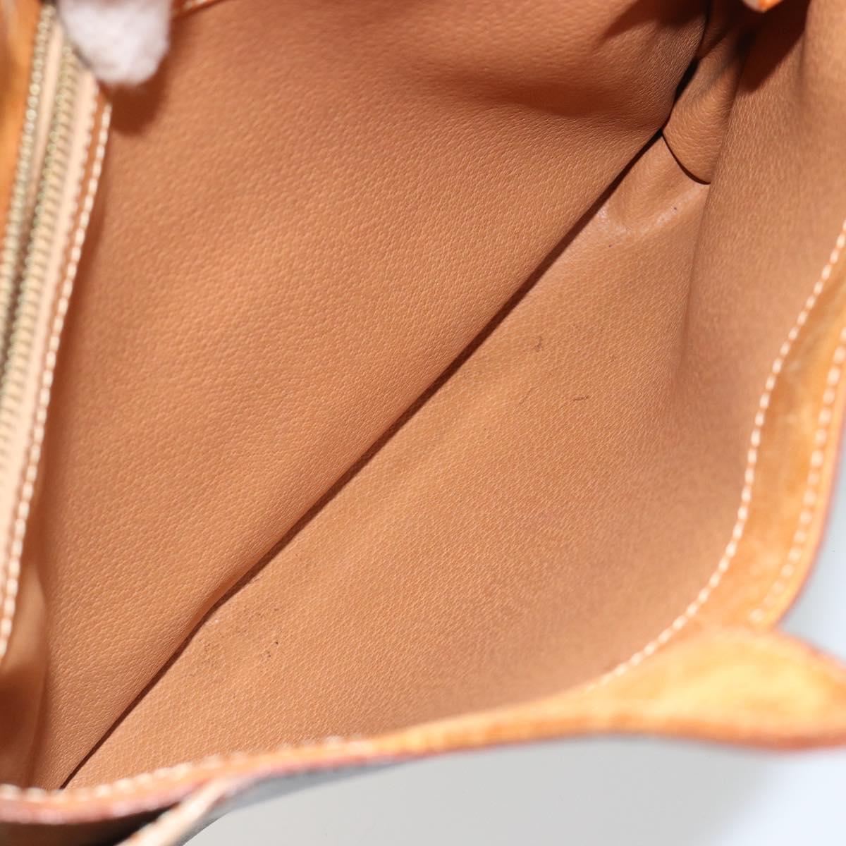 CELINE Macadam Canvas Hand Bag PVC Leather Brown Gold Auth 182189