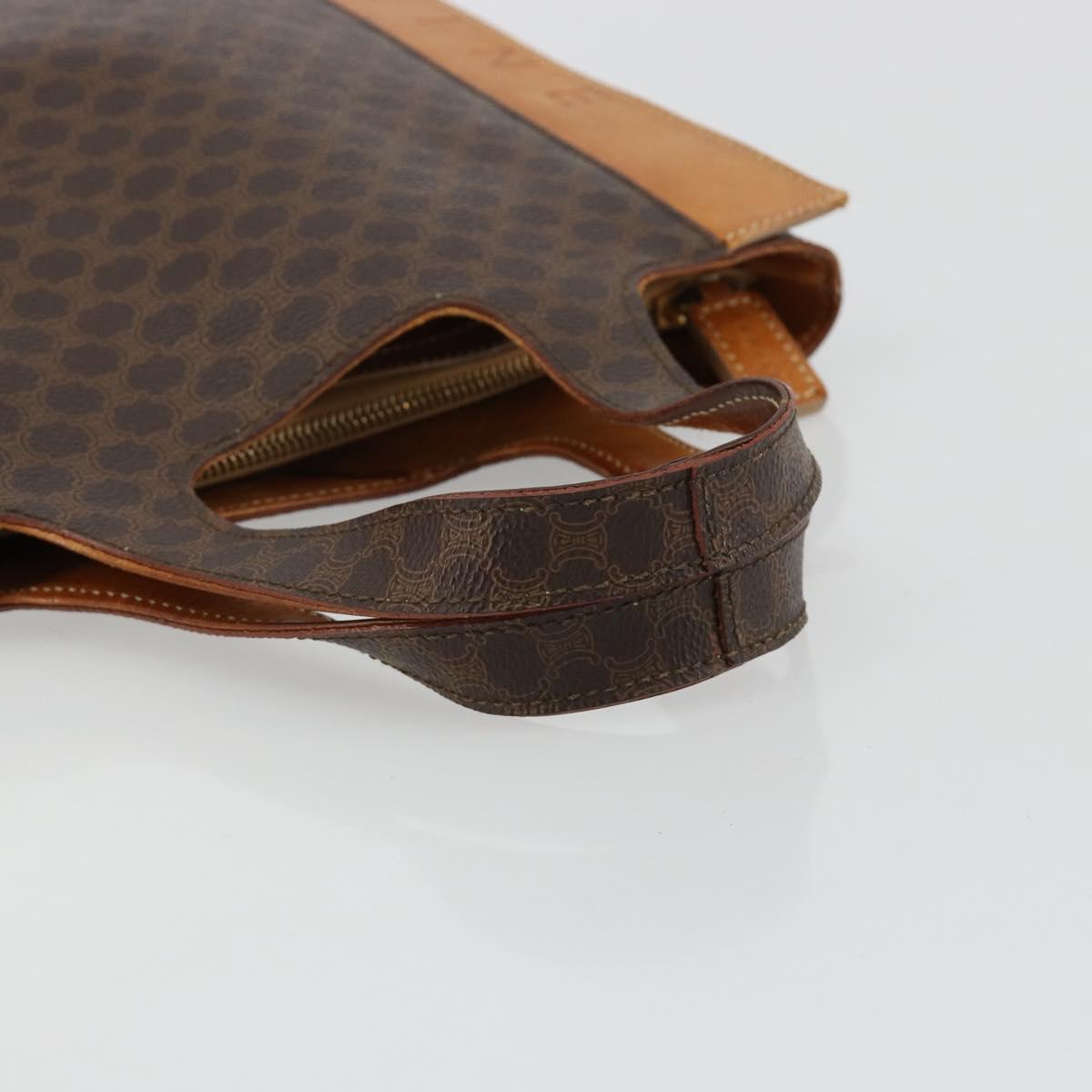 CELINE Macadam Canvas Hand Bag PVC Leather Brown Gold Auth 182189