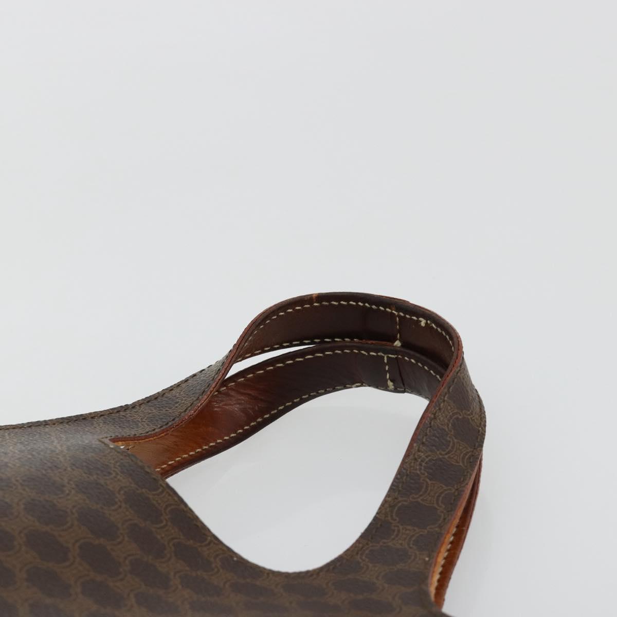 CELINE Macadam Canvas Hand Bag PVC Leather Brown Gold Auth 182189