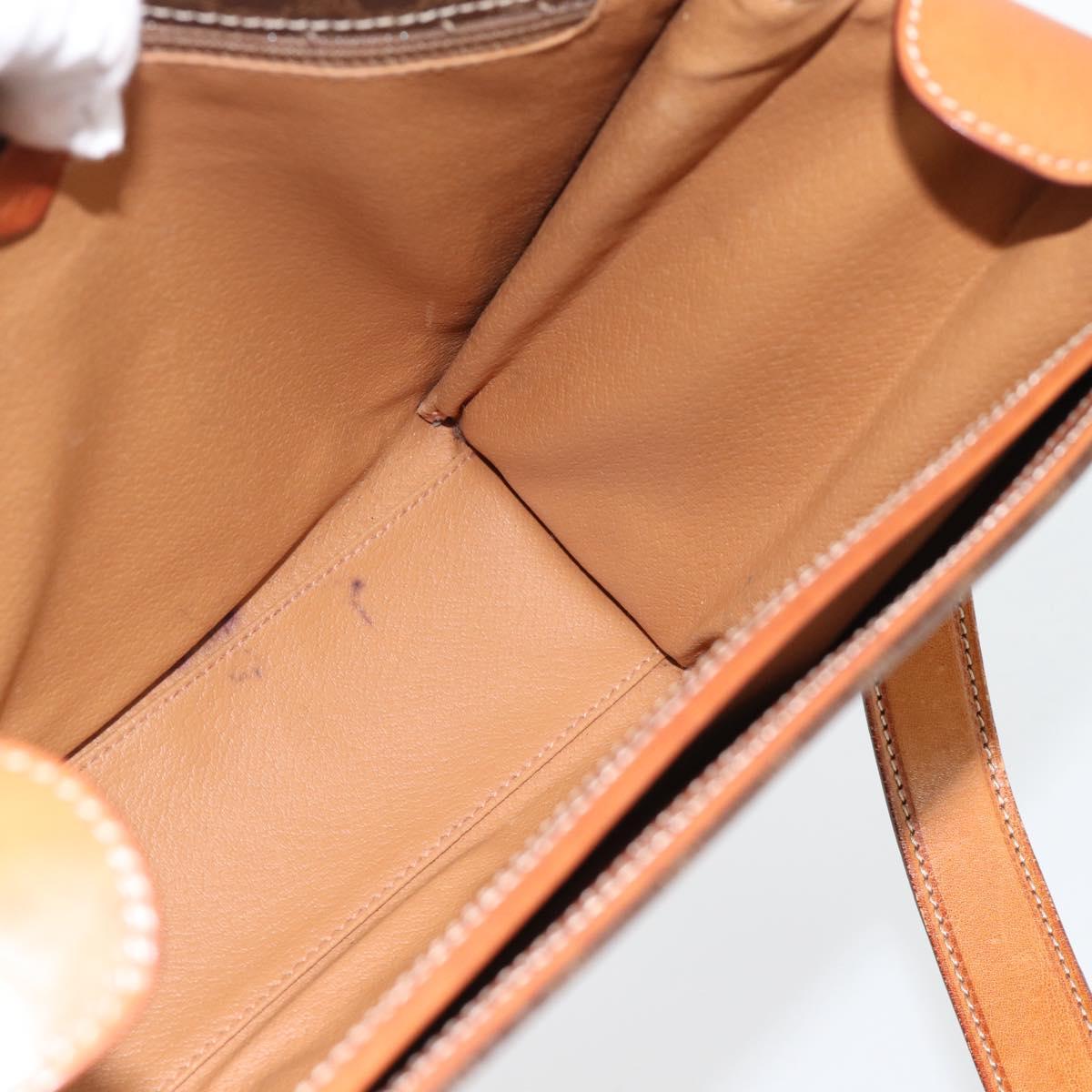 CELINE Macadam Canvas Circle Shoulder Bag PVC Leather Brown Gold Auth 182191A