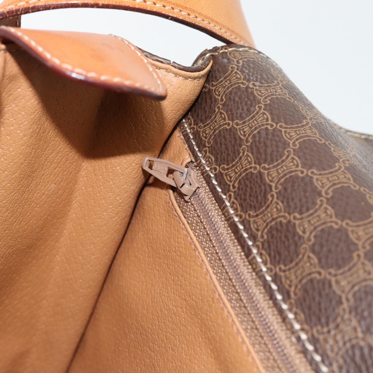 CELINE Macadam Canvas Circle Shoulder Bag PVC Leather Brown Gold Auth 182191A