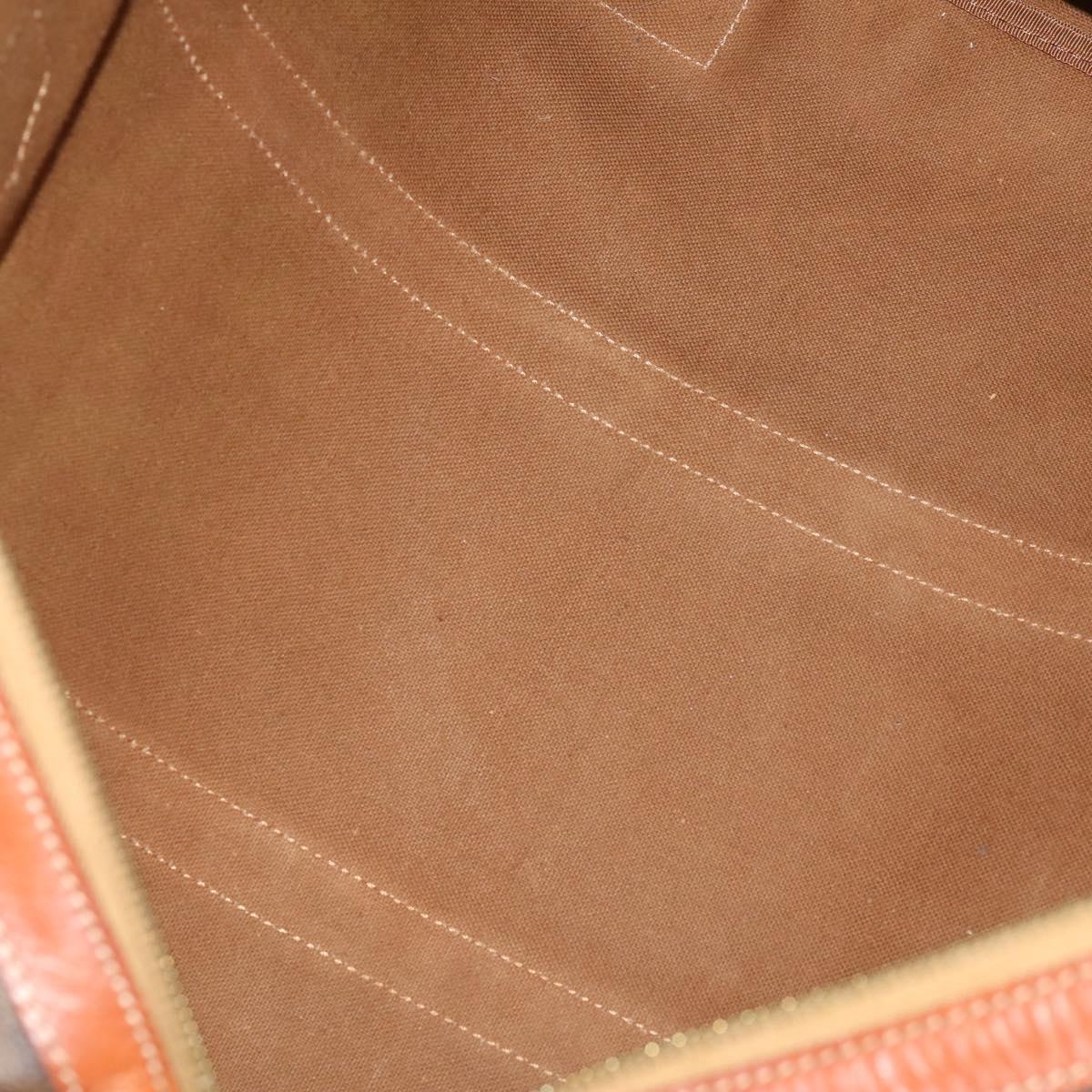 CELINE Macadam Canvas Boston Bag PVC Leather Brown Gold Auth 182193A