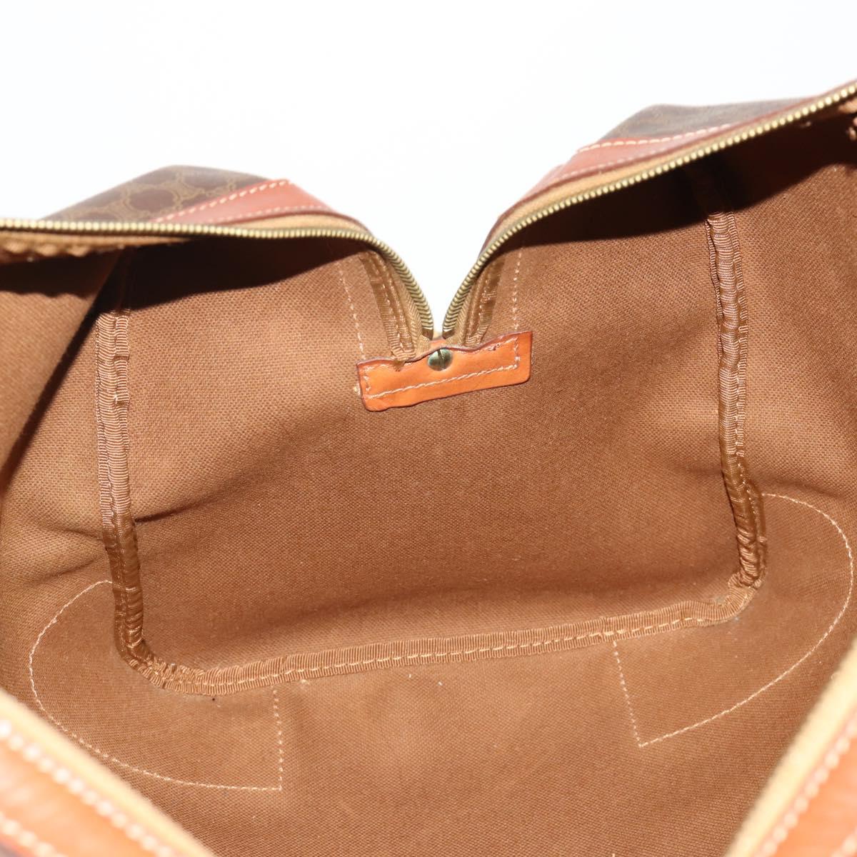 CELINE Macadam Canvas Boston Bag PVC Leather Brown Gold Auth 182193A