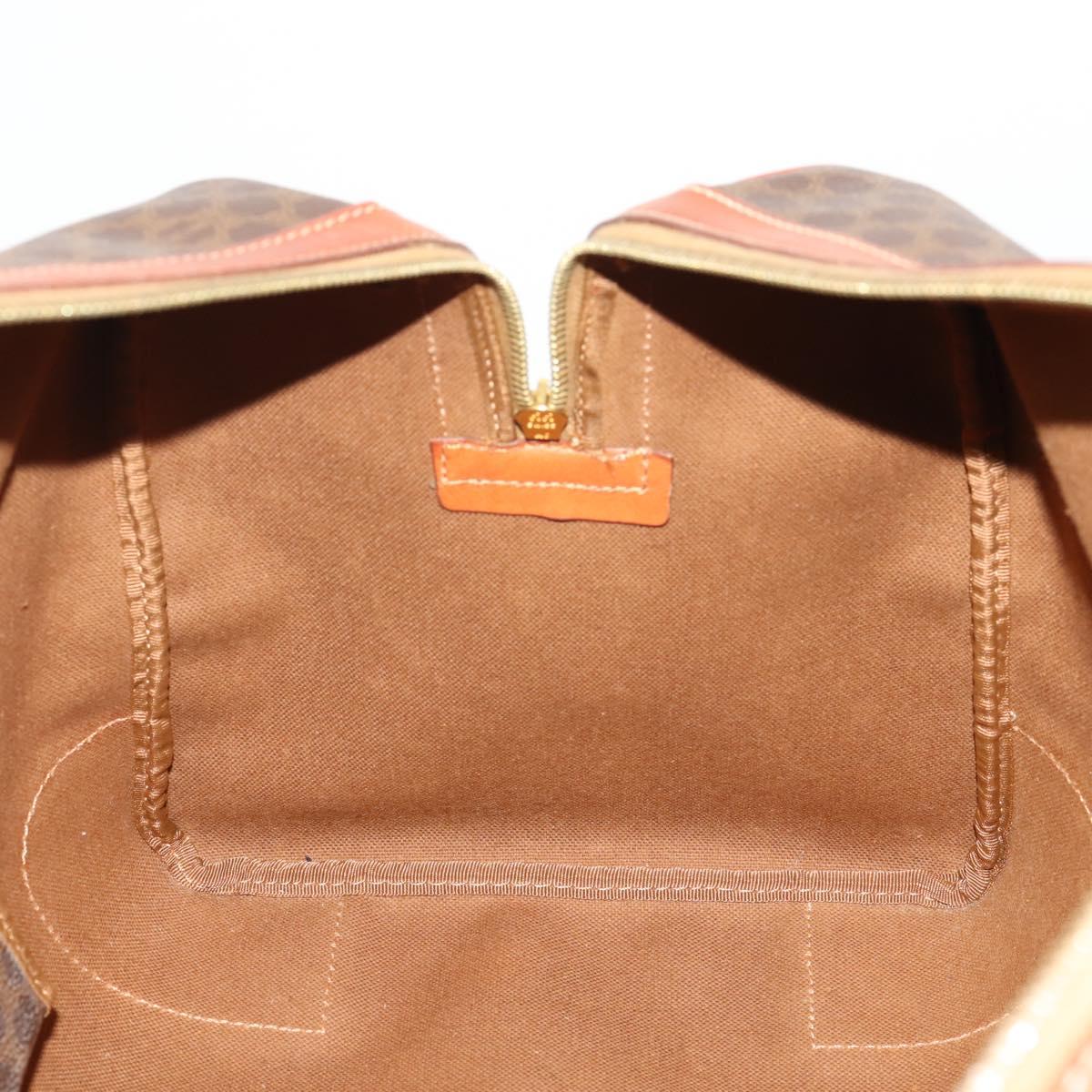 CELINE Macadam Canvas Boston Bag PVC Leather Brown Gold Auth 182193A