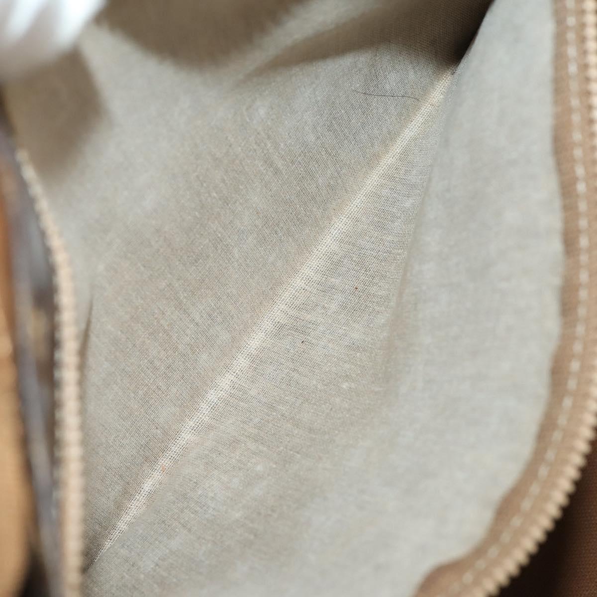 CELINE Macadam Canvas Boston Bag PVC Leather Brown Gold Auth 182193A
