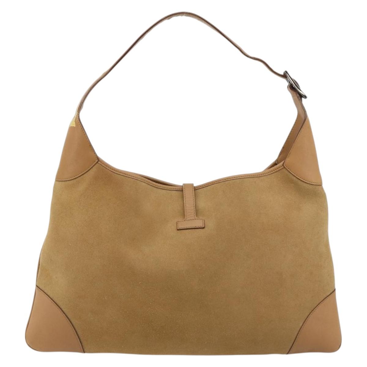 GUCCI Jackie Shoulder Bag Suede Beige Silver 001 4075 Auth 182195