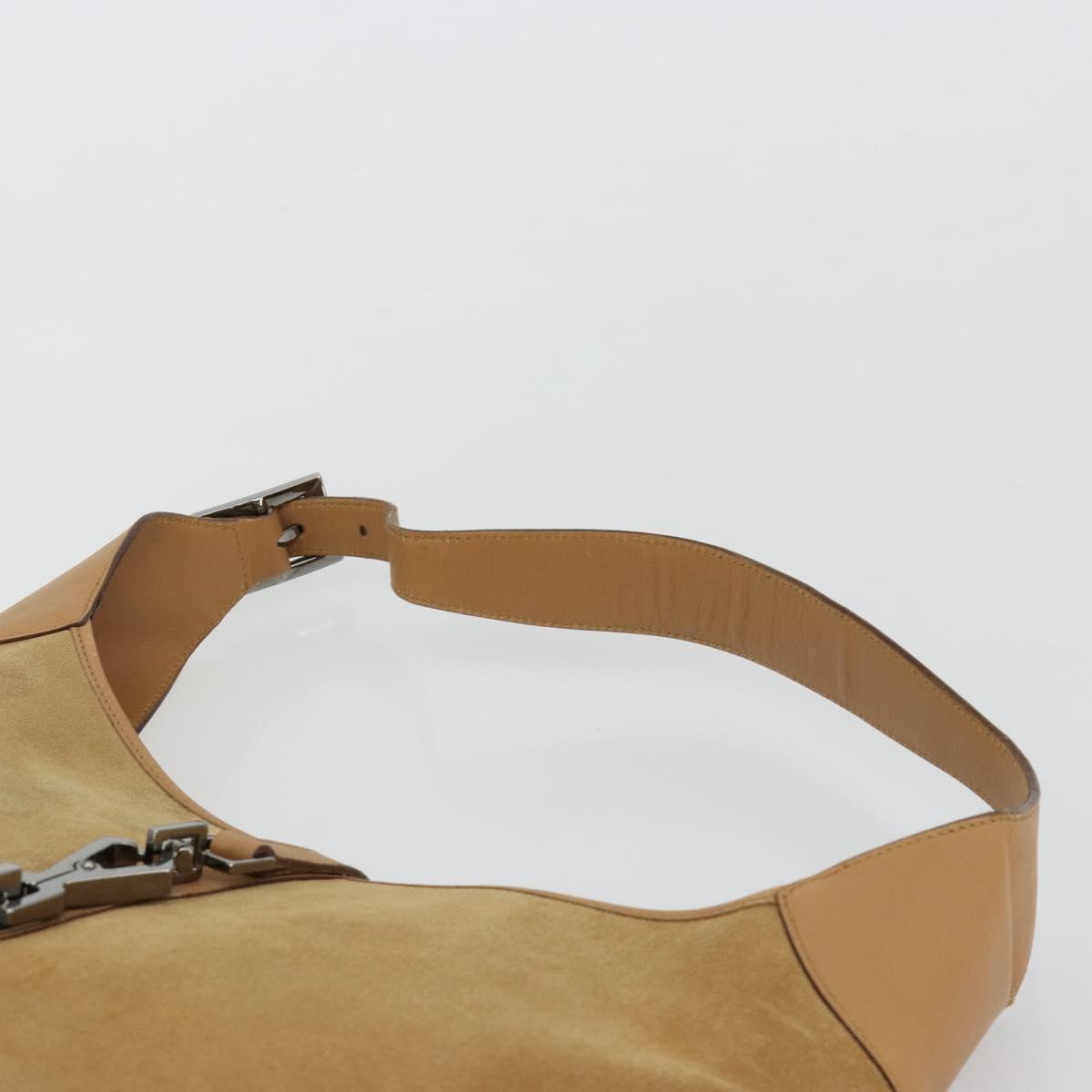 GUCCI Jackie Shoulder Bag Suede Beige Silver 001 4075 Auth 182195