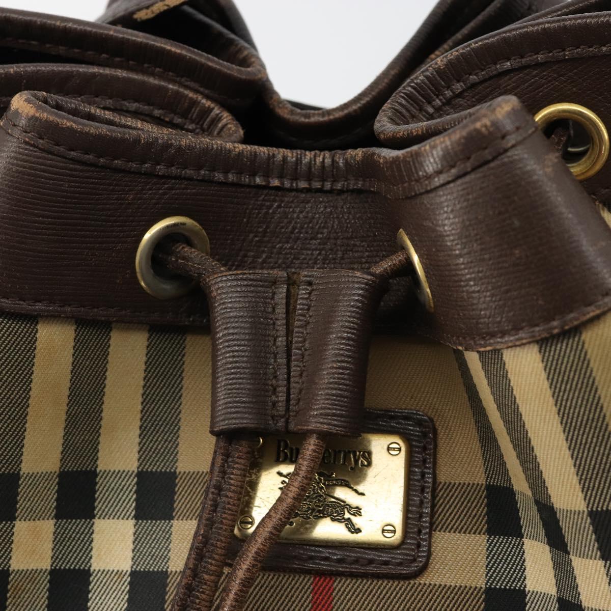 Burberrys Nova Check Purse Shoulder Bag Canvas Beige Gold Auth 182196