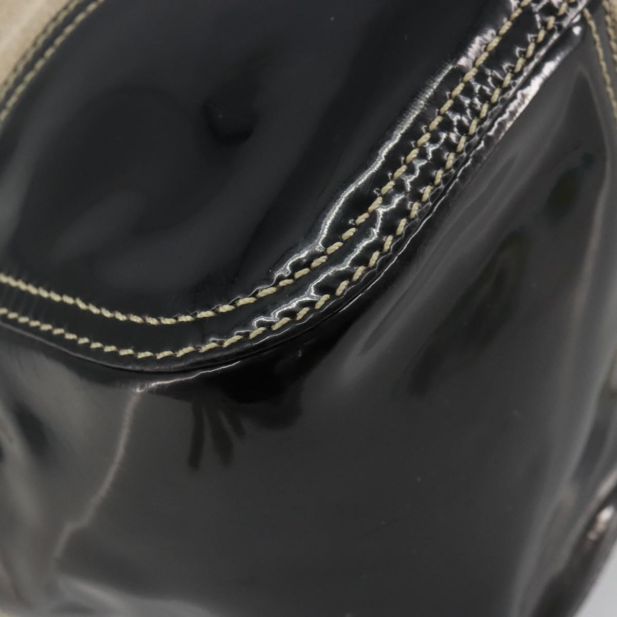 PRADA Plastic Chain Tote Bag Canvas Beige Silver Auth 182198