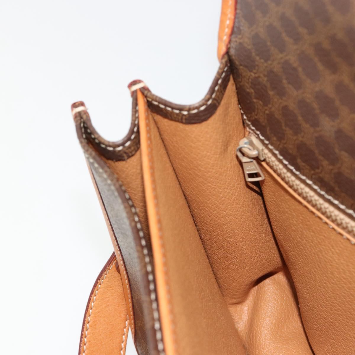 CELINE Macadam Canvas Shoulder Bag PVC Leather Brown Gold Auth 182202A