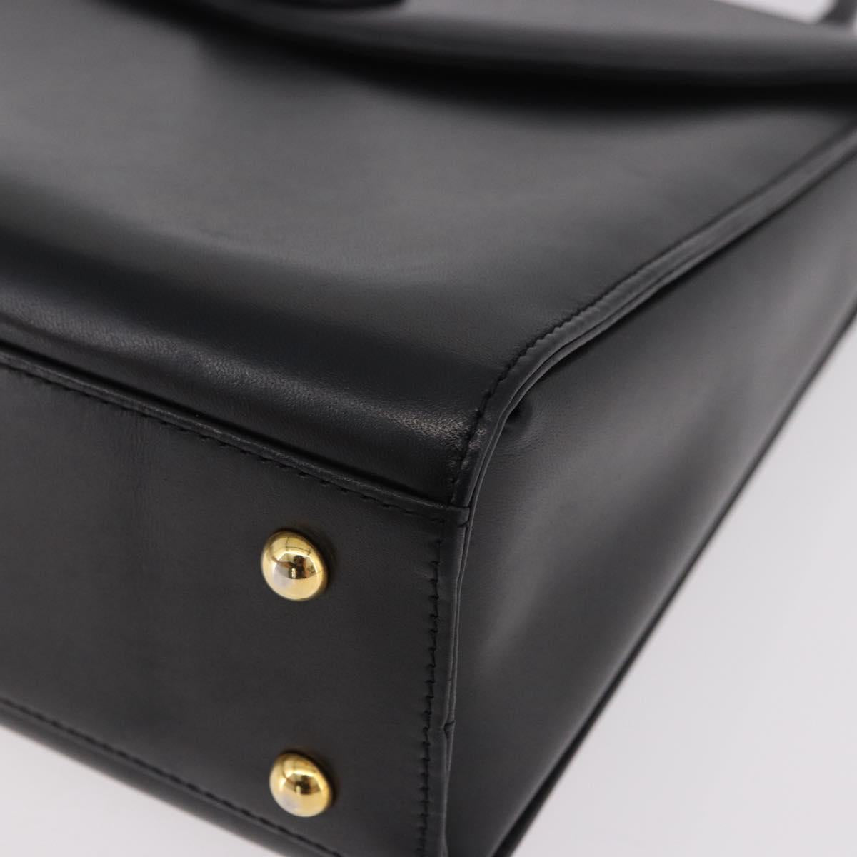 GIVENCHY Hand Bag Leather Black Gold Auth 182204A