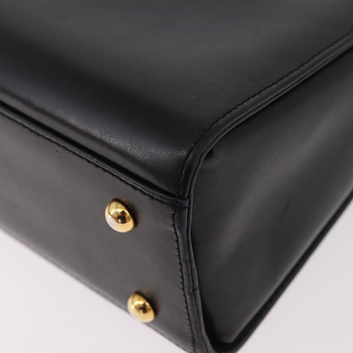 GIVENCHY Hand Bag Leather Black Gold Auth 182204A