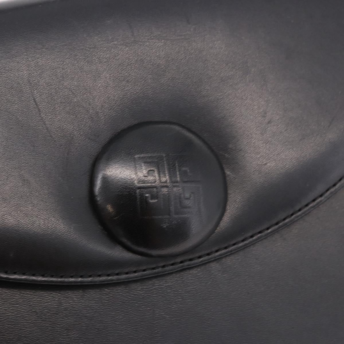 GIVENCHY Hand Bag Leather Black Gold Auth 182204A