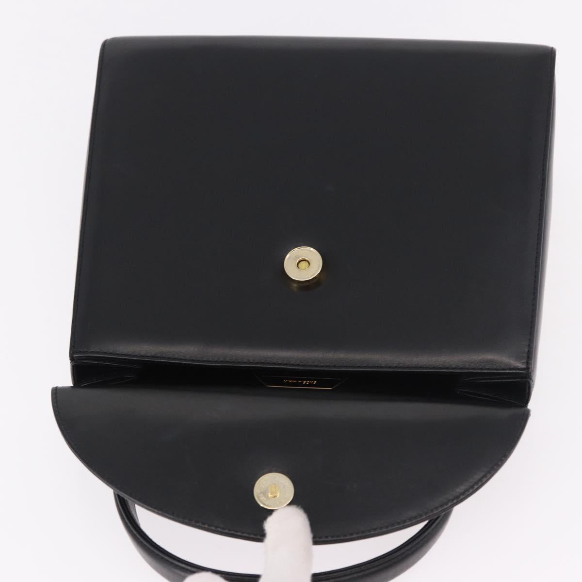 GIVENCHY Hand Bag Leather Black Gold Auth 182204A