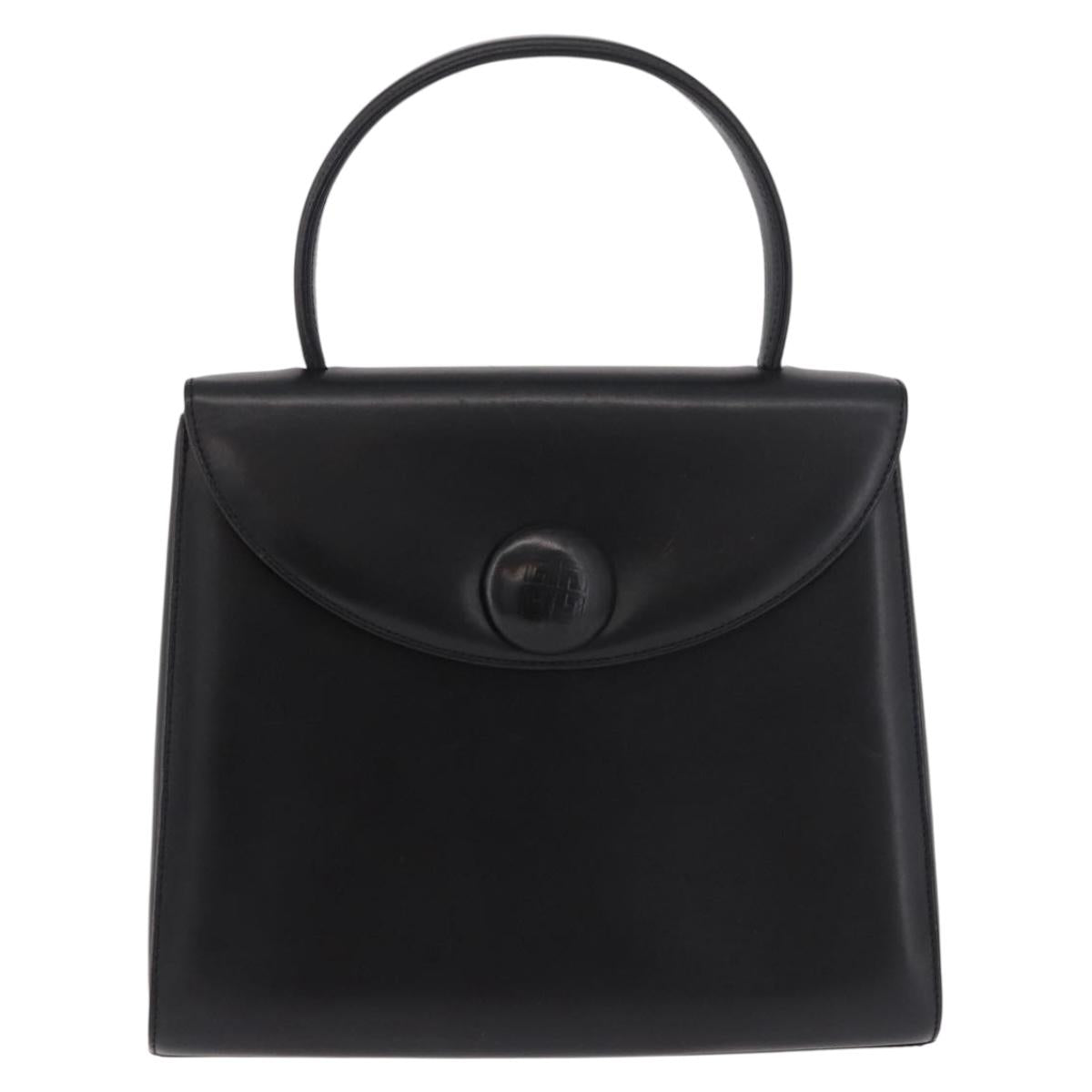 GIVENCHY Hand Bag Leather Black Gold Auth 182204A