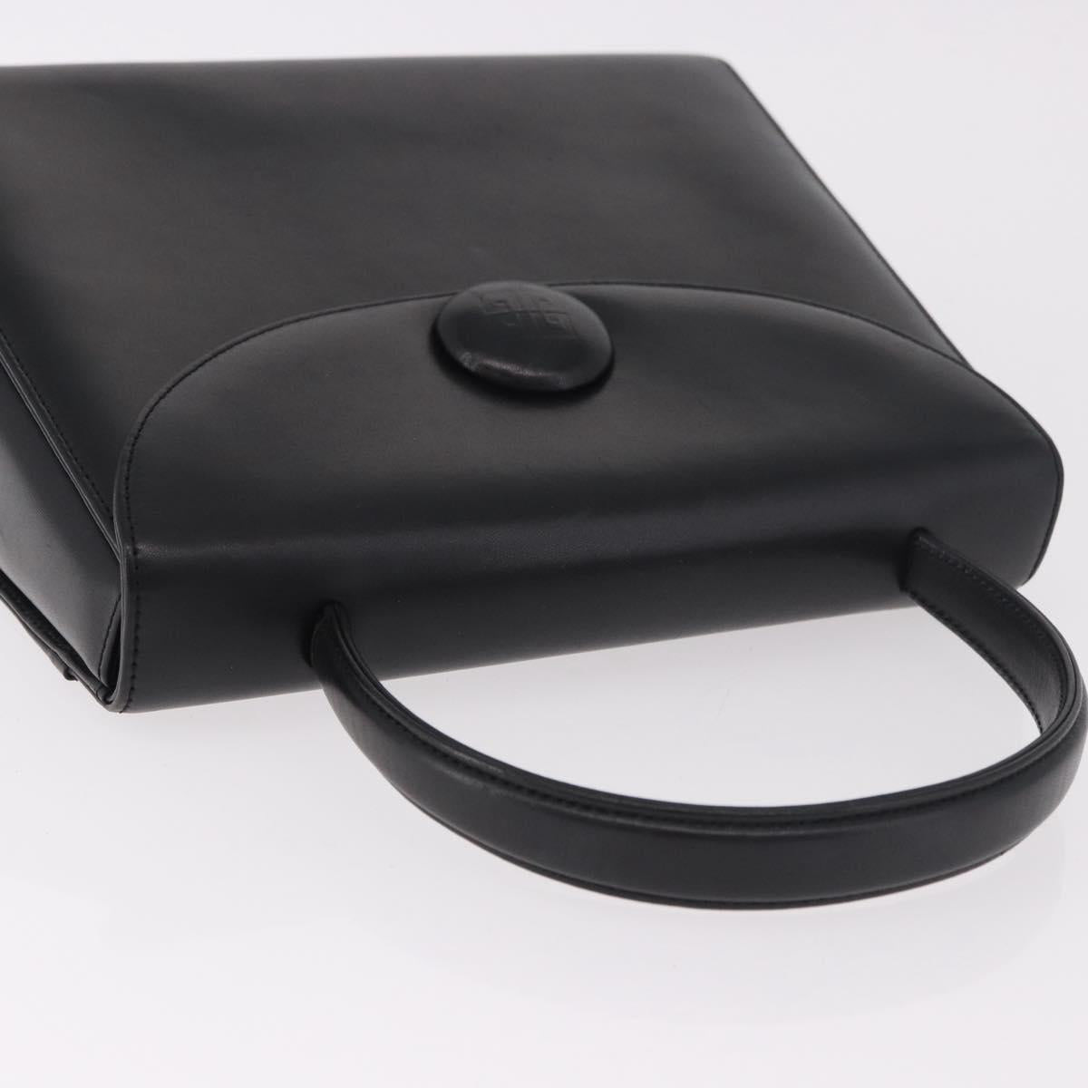 GIVENCHY Hand Bag Leather Black Gold Auth 182204A