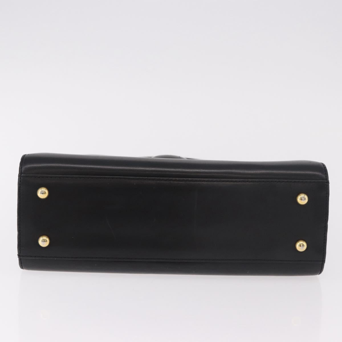 GIVENCHY Hand Bag Leather Black Gold Auth 182204A