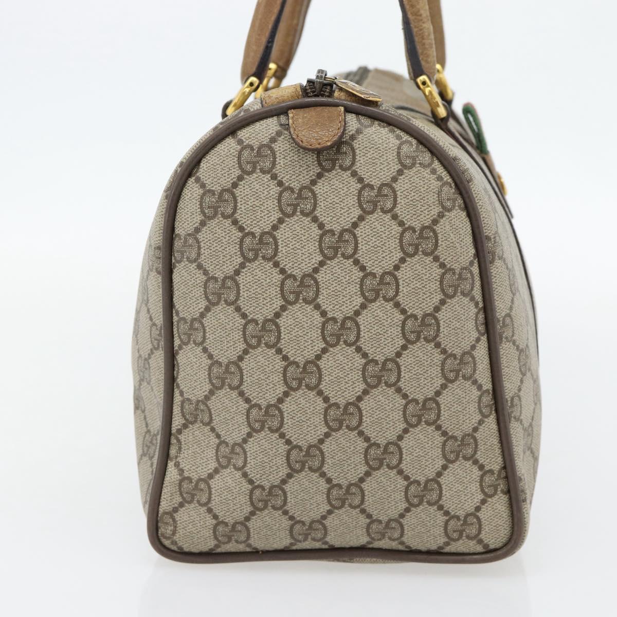 GUCCI GG Supreme Web Sherry Line Hand Bag PVC Beige Gold 39 02 007 Auth 182206