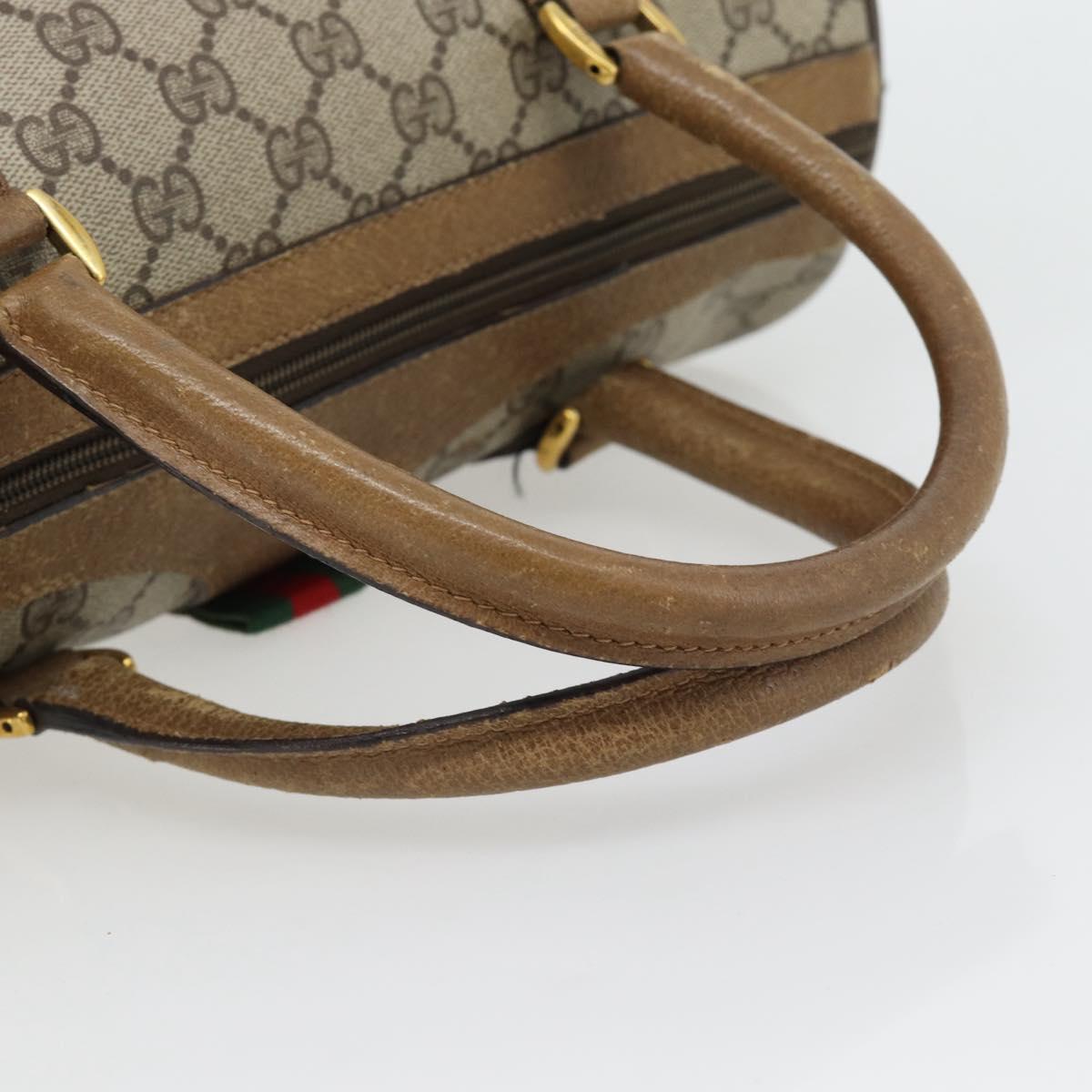 GUCCI GG Supreme Web Sherry Line Hand Bag PVC Beige Gold 39 02 007 Auth 182206