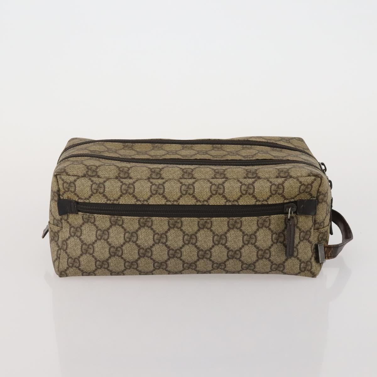 GUCCI GG Supreme Clutch Bag PVC 2 Set Beige Auth 182208
