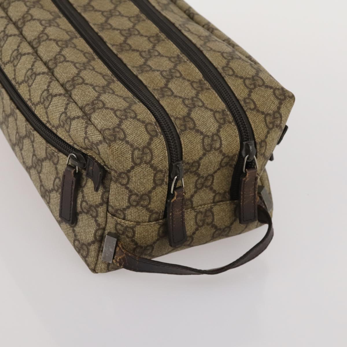 GUCCI GG Supreme Clutch Bag PVC 2 Set Beige Auth 182208