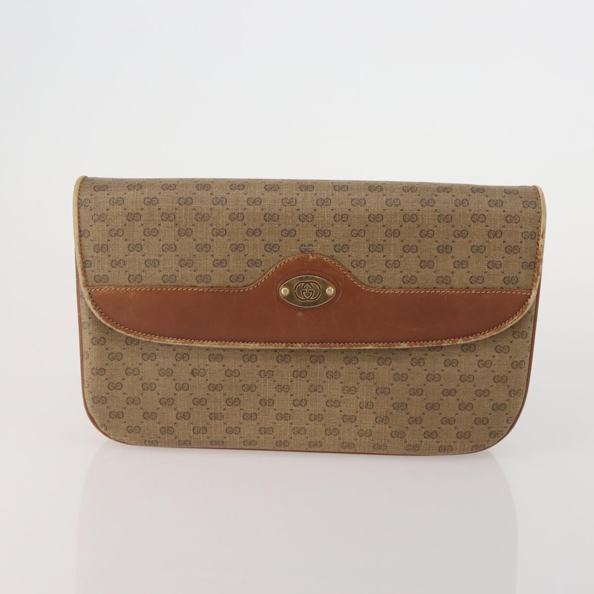 GUCCI GG Supreme Clutch Bag PVC 2 Set Beige Auth 182208