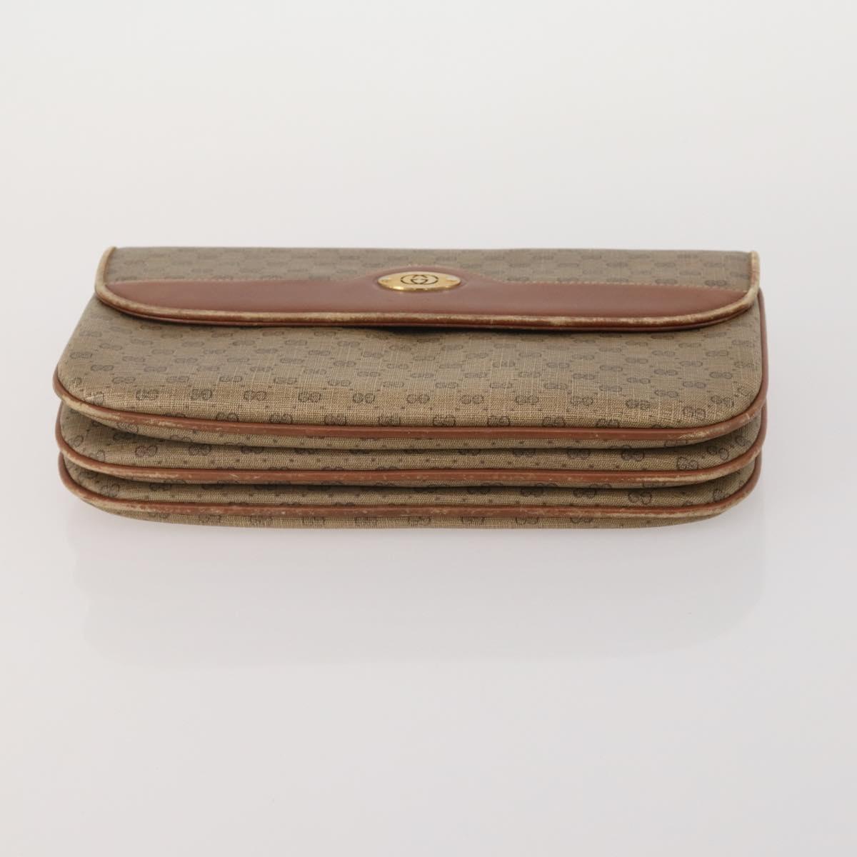 GUCCI GG Supreme Clutch Bag PVC 2 Set Beige Auth 182208