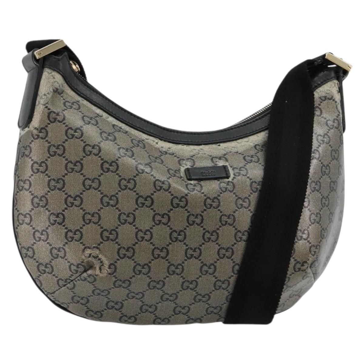 GUCCI GG Crystal Shoulder Bag Coated Canvas Black Gold 181092 Auth 182213