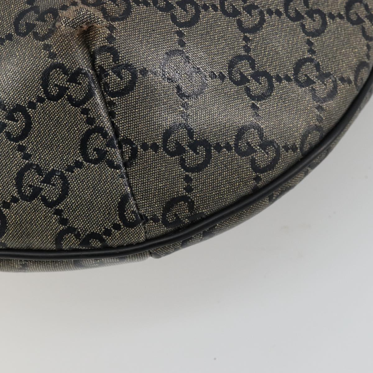 GUCCI GG Crystal Shoulder Bag Coated Canvas Black Gold 181092 Auth 182213