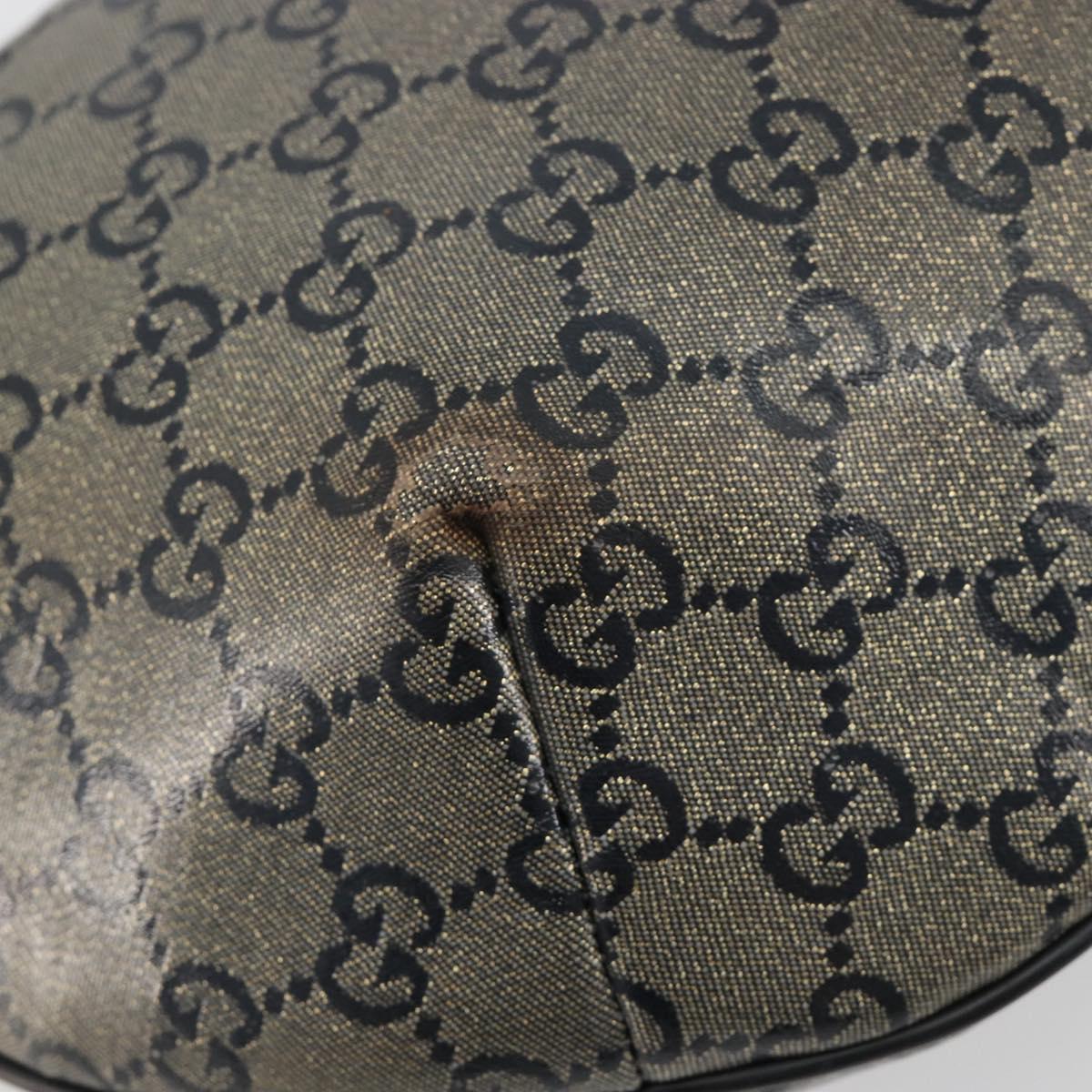 GUCCI GG Crystal Shoulder Bag Coated Canvas Black Gold 181092 Auth 182213