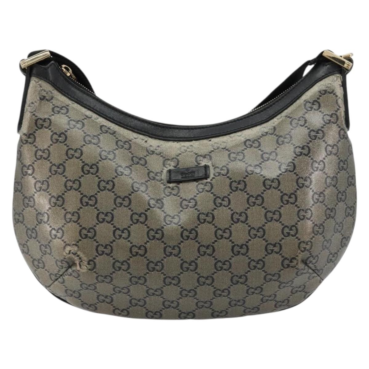 GUCCI GG Crystal Shoulder Bag Coated Canvas Black Gold 181092 Auth 182213