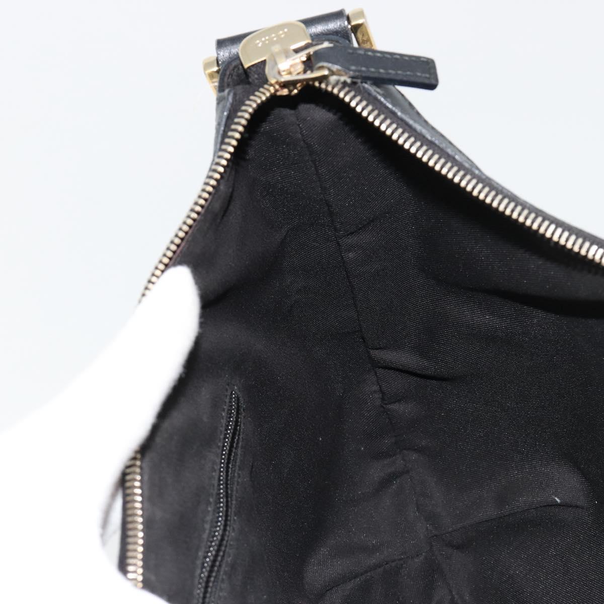 GUCCI GG Crystal Shoulder Bag Coated Canvas Black Gold 181092 Auth 182213