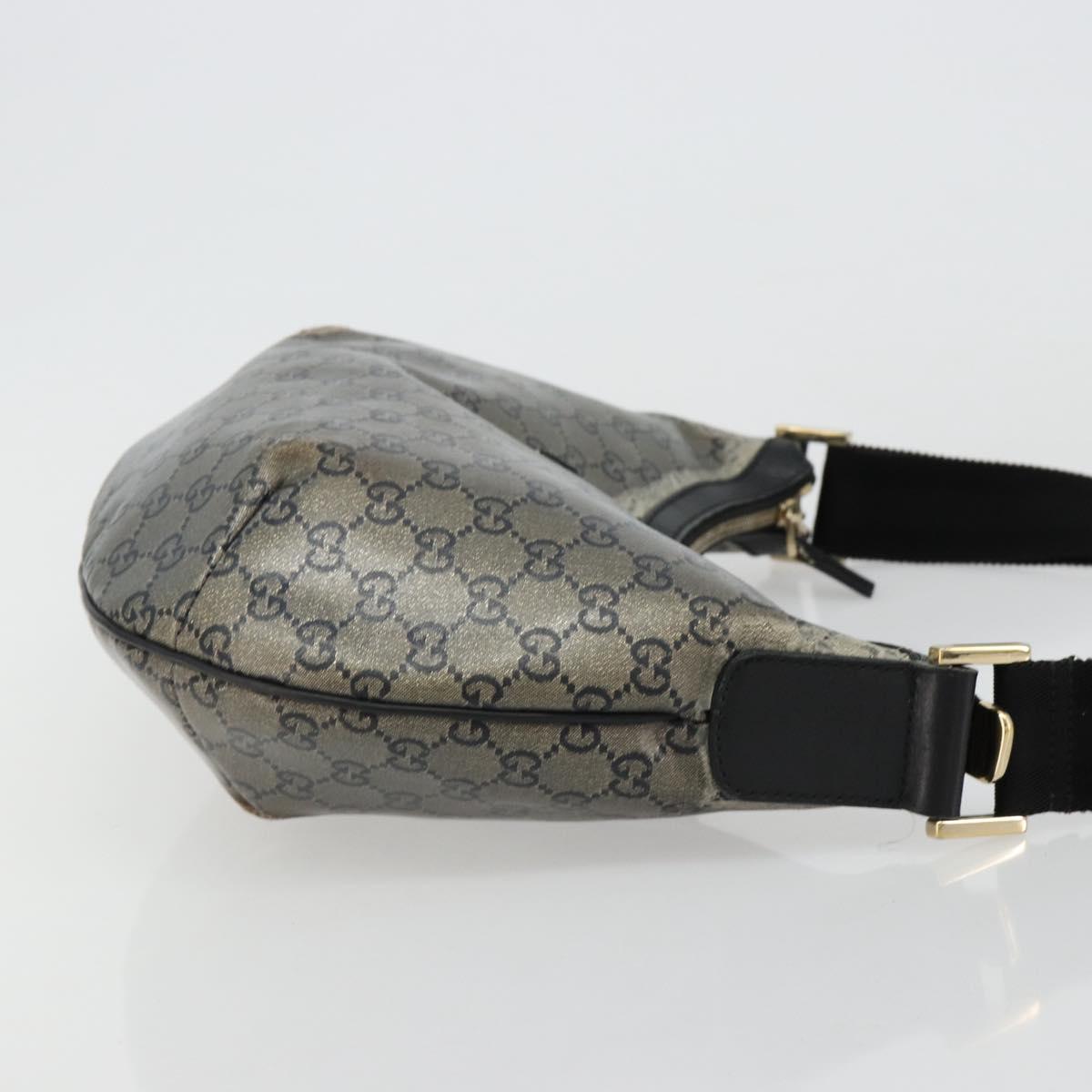 GUCCI GG Crystal Shoulder Bag Coated Canvas Black Gold 181092 Auth 182213