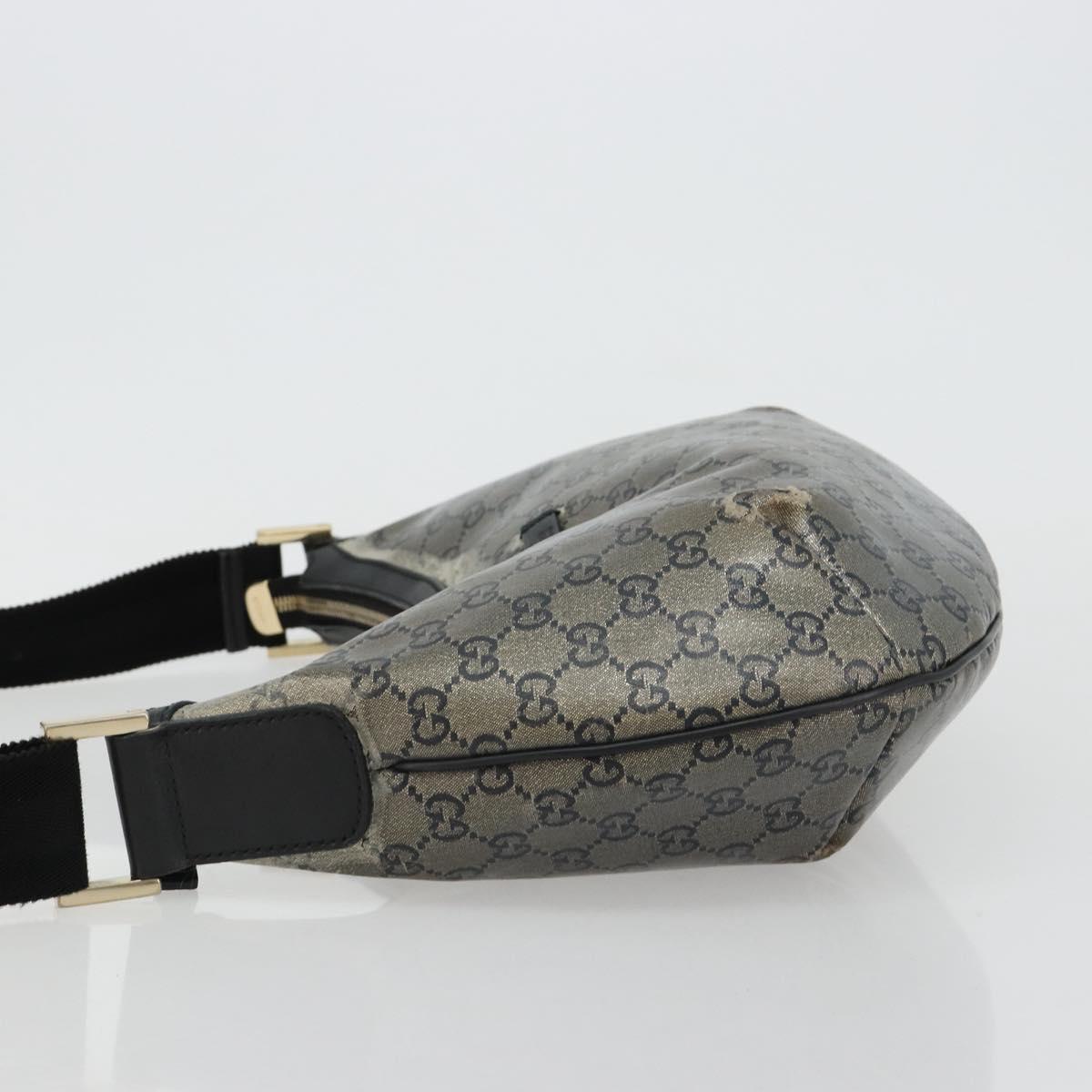 GUCCI GG Crystal Shoulder Bag Coated Canvas Black Gold 181092 Auth 182213