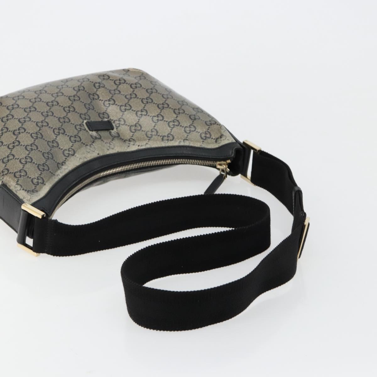 GUCCI GG Crystal Shoulder Bag Coated Canvas Black Gold 181092 Auth 182213