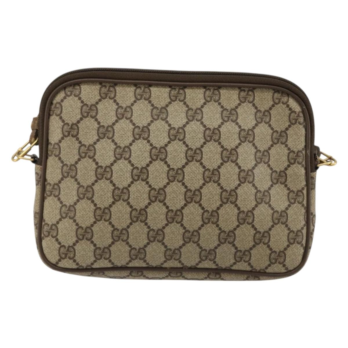 GUCCI GG Supreme Shoulder Bag PVC Beige Gold 119 02 068 Auth 182214