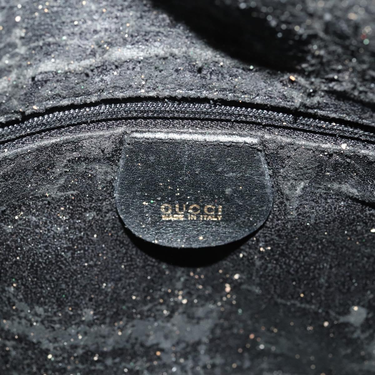 GUCCI Bamboo Shoulder Bag Leather 2way Black Gold 001 3444 1638 Auth 182216