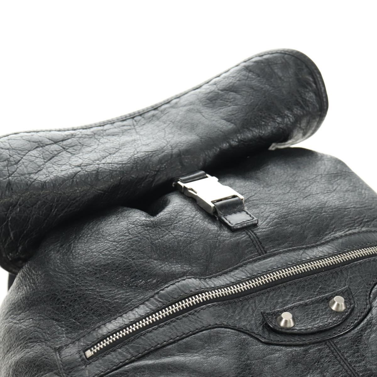 BALENCIAGA Classic Traveler Backpack Leather Black Silver 340139 Auth 182218V