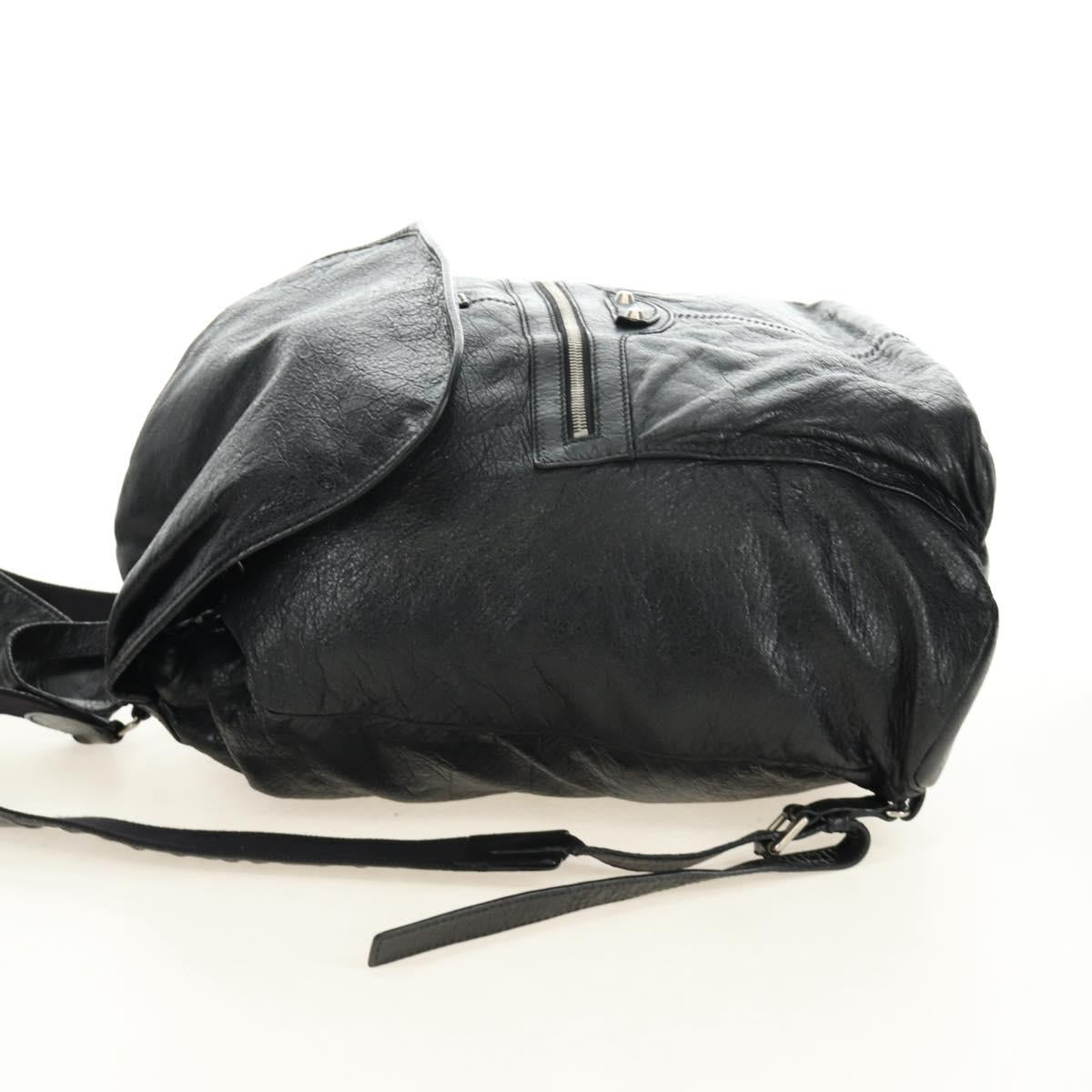 BALENCIAGA Classic Traveler Backpack Leather Black Silver 340139 Auth 182218V