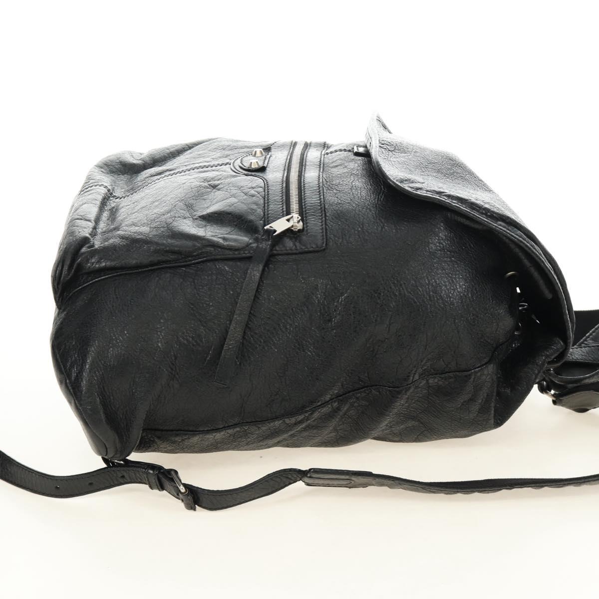 BALENCIAGA Classic Traveler Backpack Leather Black Silver 340139 Auth 182218V