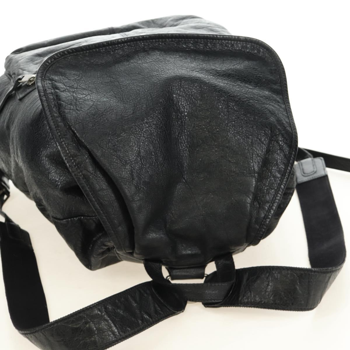 BALENCIAGA Classic Traveler Backpack Leather Black Silver 340139 Auth 182218V