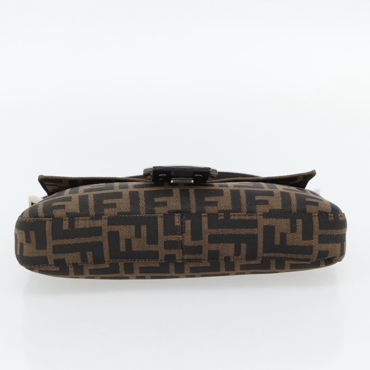 FENDI Zucca Canvas Mamma Baguette Shoulder Bag Black Brown Auth 182220SAM