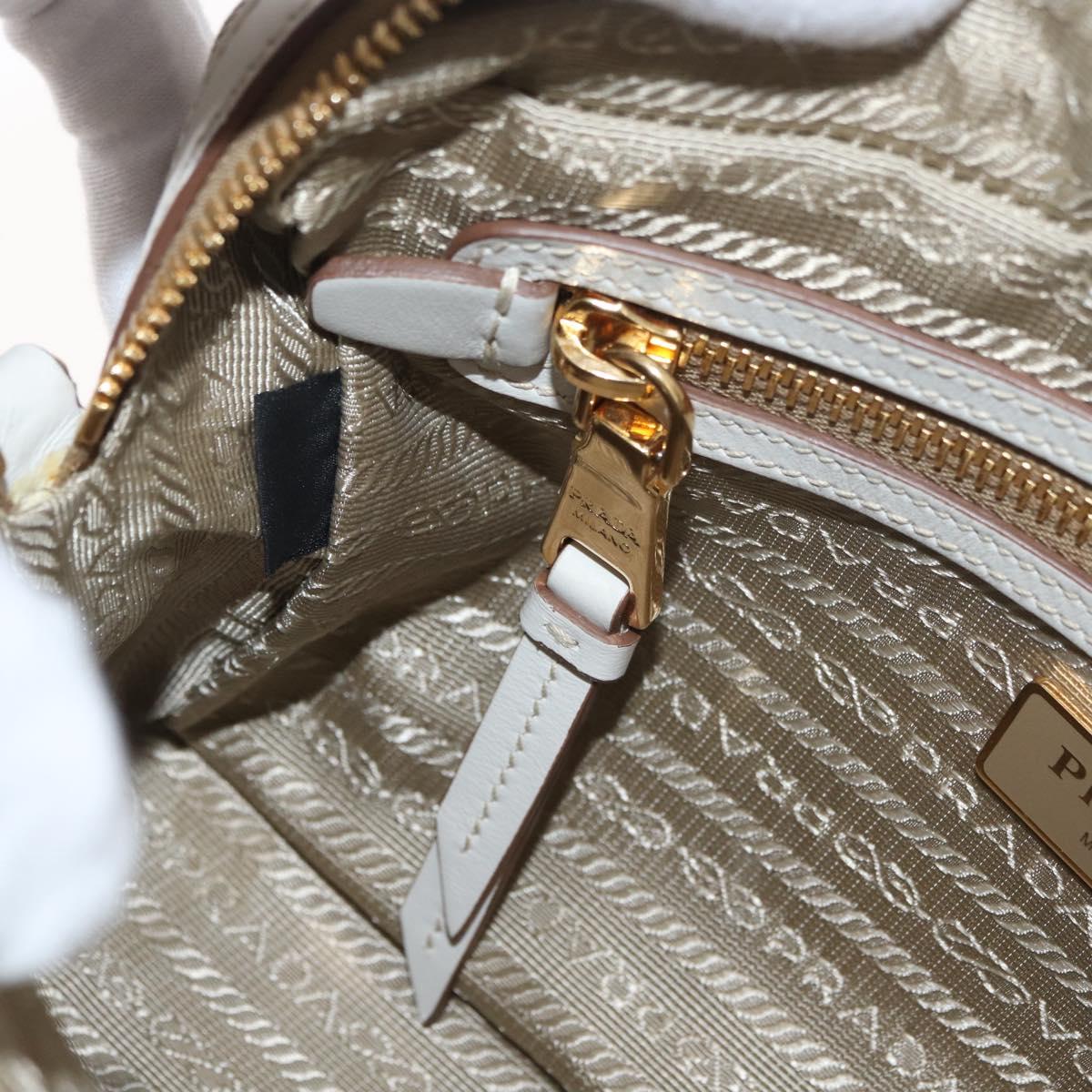 PRADA Shoulder Bag Jacquard Beige Gold Auth 182221M