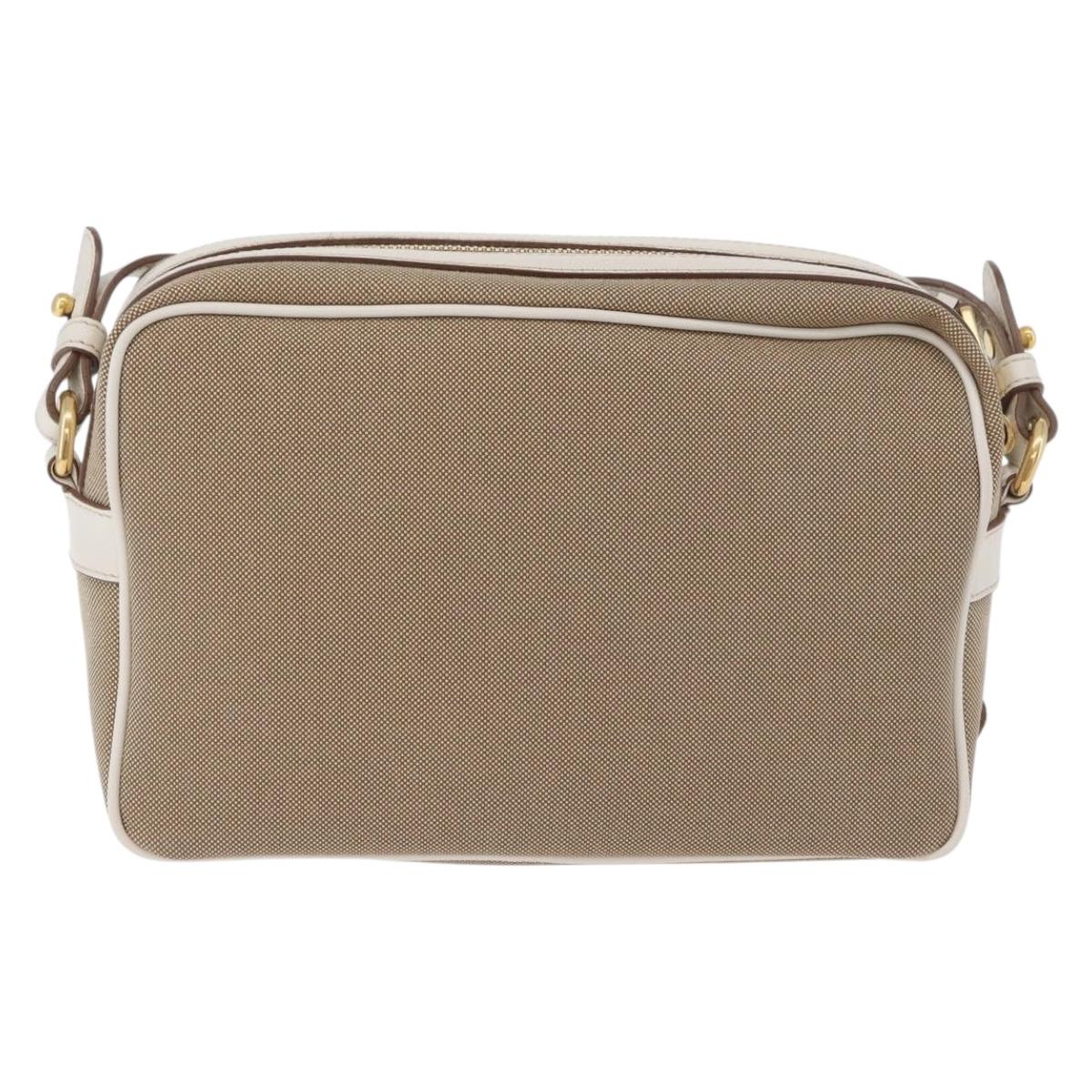 PRADA Shoulder Bag Jacquard Beige Gold Auth 182221M