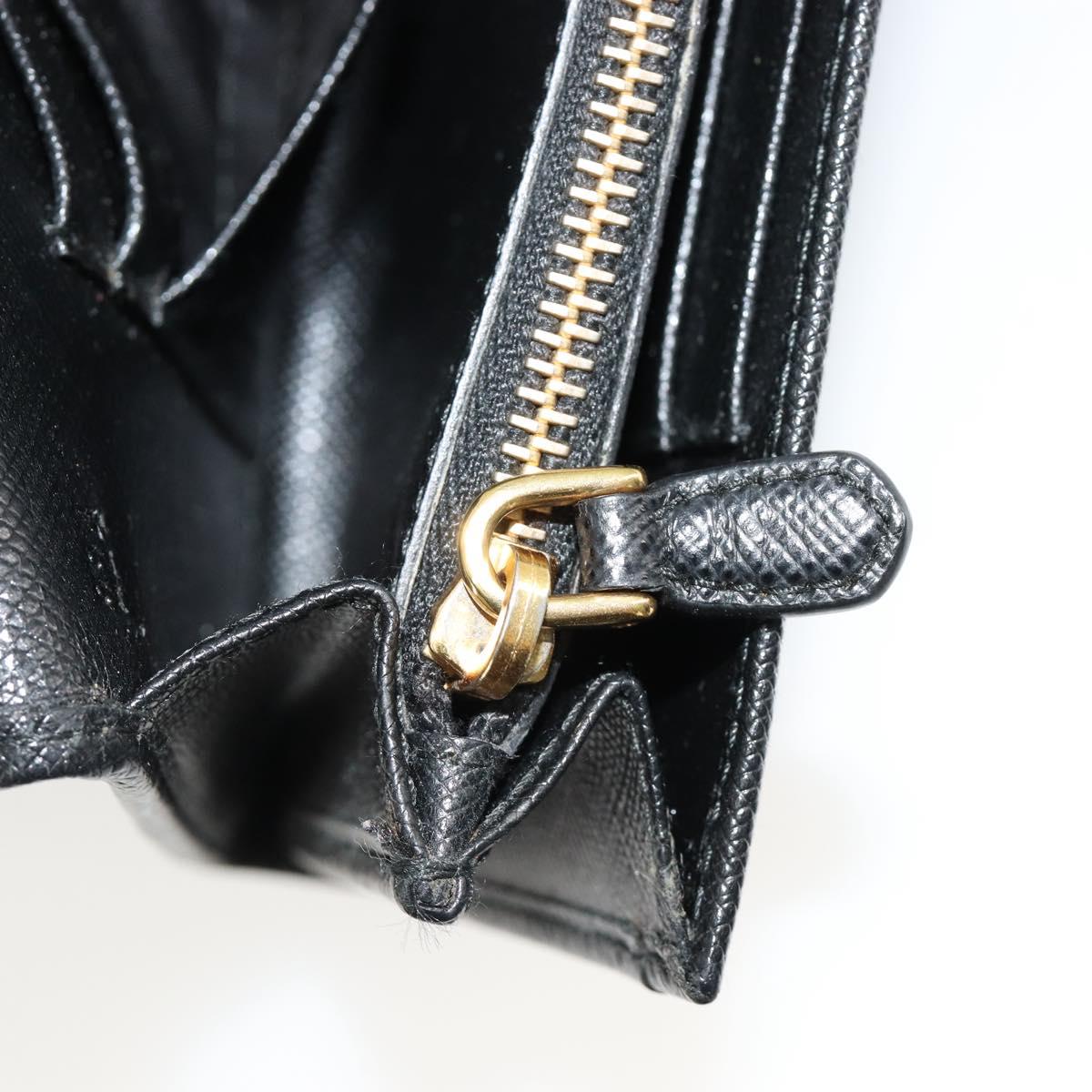 PRADA Shoulder Bag Safiano leather Black Gold Auth 182224V
